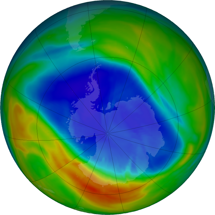 Antarctic ozone map for 10 September 2016